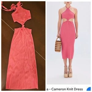 Cult Gaia Cameron Blossom Coral Ribbed Cut Out Midi Dress s Real Real
